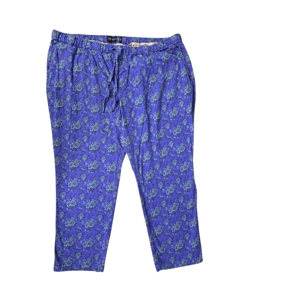 Wildfang Essential Drawstring Pants Womens 3XL Purple Blue Floral